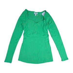 Isabel, long-sleeved blouse, for women, Polyester, Rayon, Green, Size S, NWT